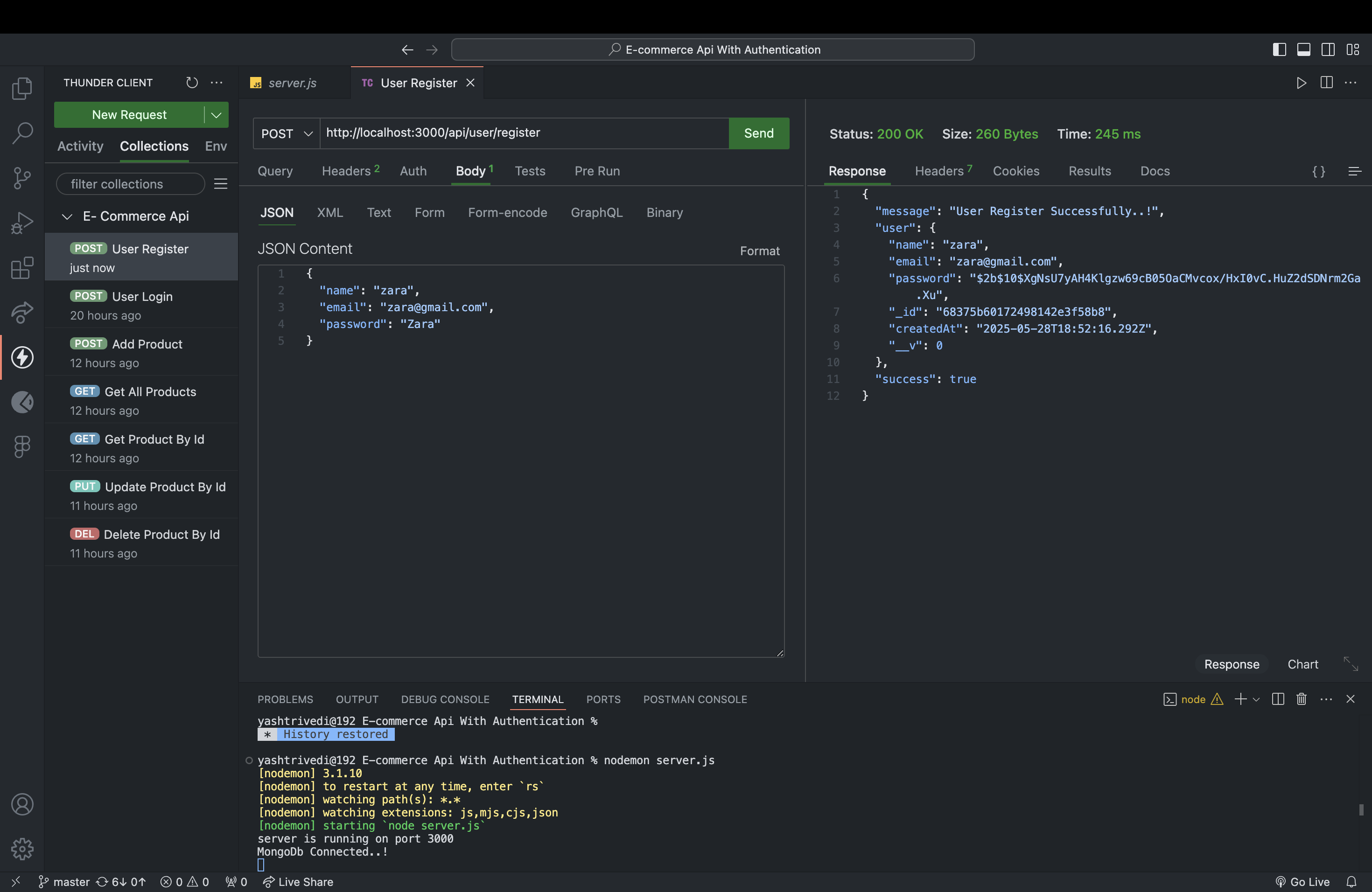 E-commerce API with Authentication